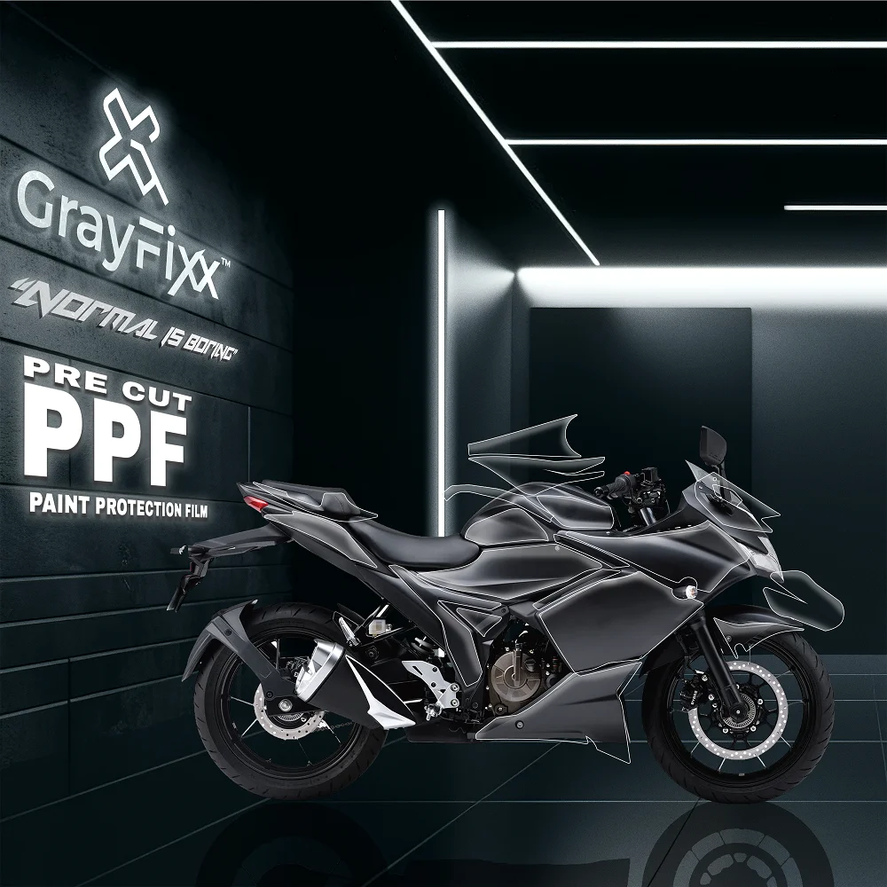 Pre-Cut PPF(Paint Protection Film) Compatible with Gixxer SF 155/250 | TPU(Thermoplastic Polyurethane), Water Proof, 3X Layer, Scratch Resistant